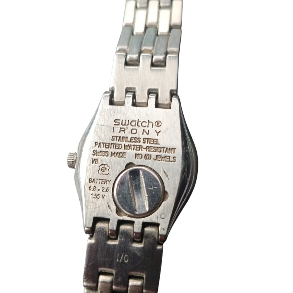 Swatch Vintage Irony Swiss Made Black and Silver Round Watch Working